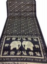 Indiai szári, Selyemszári Indiából, Elefántmintás Fekete selyemszári, Tradicionális indiai szári