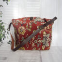 Virágmintás női kézműves szőnyegtáska, Selyemszövésű válltáska, Perzsa mintás keresztpántos táska